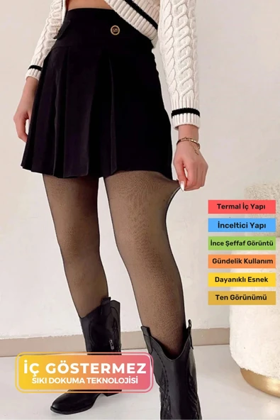 Yeni Sezon Toparlayıcı Korse Etkili Rahat Şık Sıcak Tutan İçi Peluş Termal Ten Görünümlü Tayt Çorap