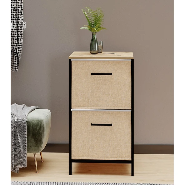 Çok Amaçlı Dolap 2 Çekmeceli Orta Boy Komodin Sehpa Çam 1607 - 3