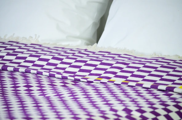 %100 Pamuklu Jakarlı Dama Desenli Çift Kişilik Pike 220x240 - 5