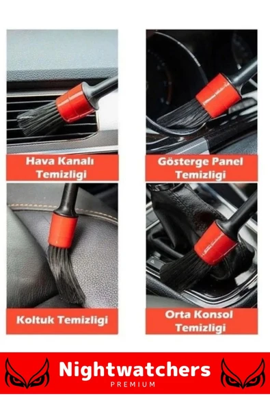 Deluxe Seri Pratik Islak Kuru Otomobil Oto Araç Araba Klima Temizlik Detay Fırçası 5+1 Set - 2