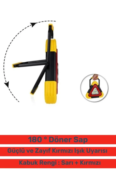 Deluxe Su Geçirmez Sızdırmaz 3 Ledli Solar Üçgen Reflektör Güneş Enerjili Refluj Araba Oto Lambası - 2