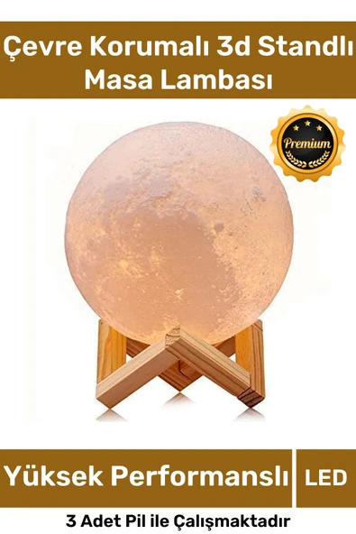 Özel Üretim Çevre Korumalı 3d Standlı Küre Dekoratif Yüksek Performanslı Led Ay Gece Masa Lambası
