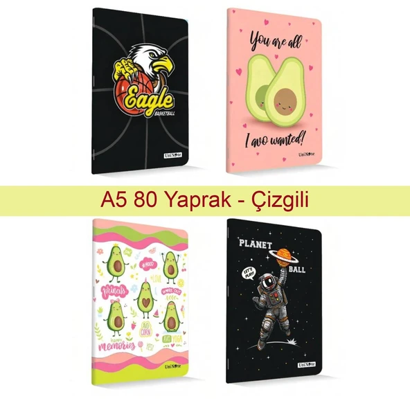 Çınar Uninote A5 80 Yaprak Karton Kapak Dikişli Defter