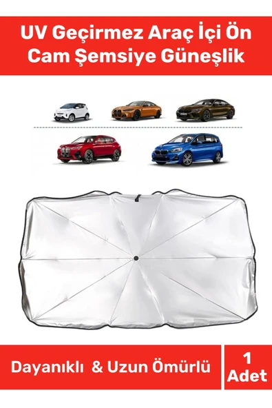 Uyumlu Titanyum Gümüş Kaplama UV Geçirmez Güçlü Çantalı Sağlam Araç İçi Ön Cam Şemsiye Güneşlik