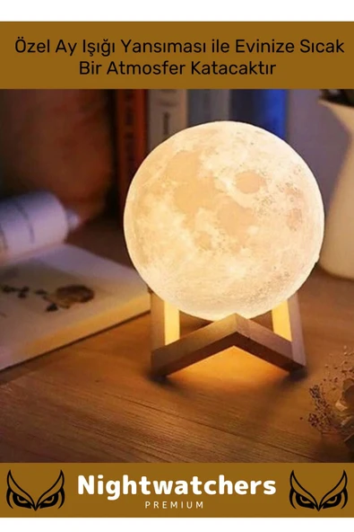 Özel Üretim Çevre Korumalı 3d Standlı Küre Dekoratif Yüksek Performanslı Led Ay Gece Masa Lambası - 5