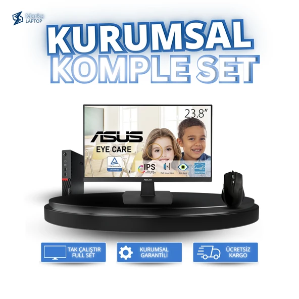 Lenovo Thinkcentre M710Q Mini PC  Asus 24 inç Full HD IPS Monitör  Klavye ve Mouse Seti  6 Ay Garanti ile Full Çalışma Seti!