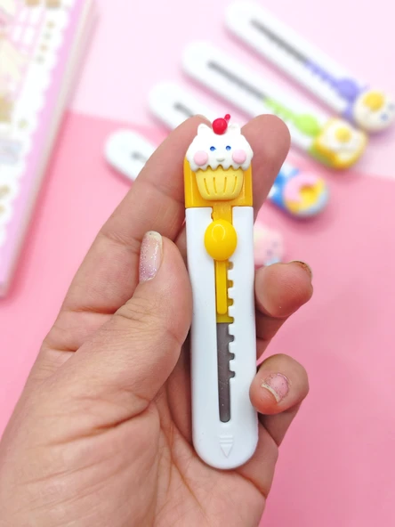 Mini Şekilli Maket Bıçağı - Sevimli Cupcake Kedi - 2