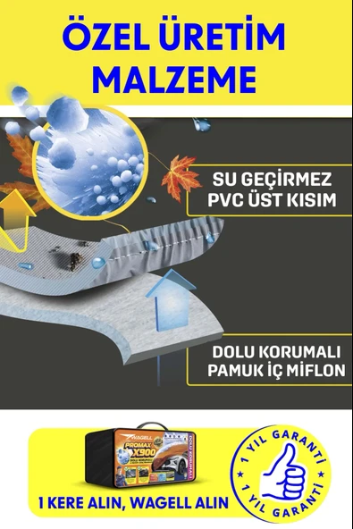 PROWAG BMW 2 Serisi Active Tourer DOLU VE GÜNEŞ KORUMALI X900 Araba Brandası - Oto Çadır Örtü - 6