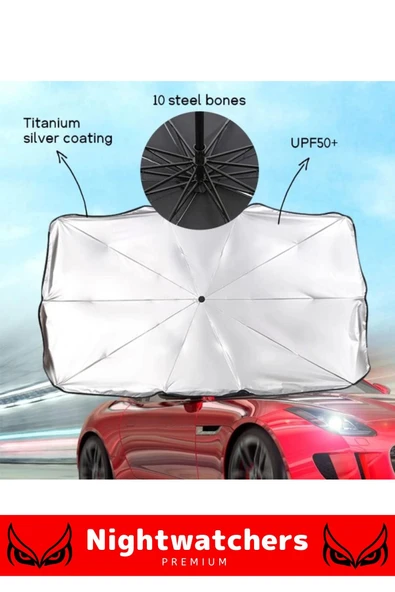 Uyumlu Titanyum Gümüş Kaplama UV Geçirmez Güçlü Çantalı Sağlam Araç İçi Ön Cam Şemsiye Güneşlik - 4