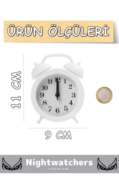 Deluxe Yüksek Sesli Alarmlı Pilli Dekoratif Çift Çanlı Mini Masaüstü Analog Dekoratif Çalar Saat - 2