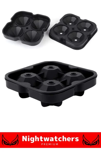 Deluxe Seri 4 Gözlü Kırılmaz Esnek Silikon Kokteyl İçecek Elmas Şekilli Buz Yapma Kalıbı Buzluk - 4