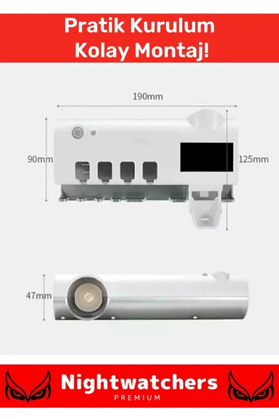 Deluxe Usb Şarjlı Güneş Enerjili Otomatik Diş Macun Sıkacağı Sterilizatörlü 4 Adet Fırçalığı Tutucu - 4