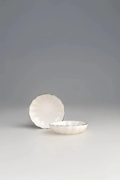 Kütahya Porselen Bone Luz Platin File 2 Parça 8cm Kase BNLZF08KSS2220 - 3