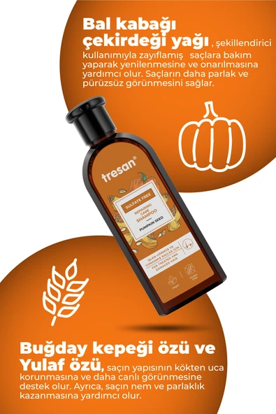 Tresan Bal Kabağı Çekirdeği Onarıcı Sülfatsız Bakım Şampuanı 300 ml - 5
