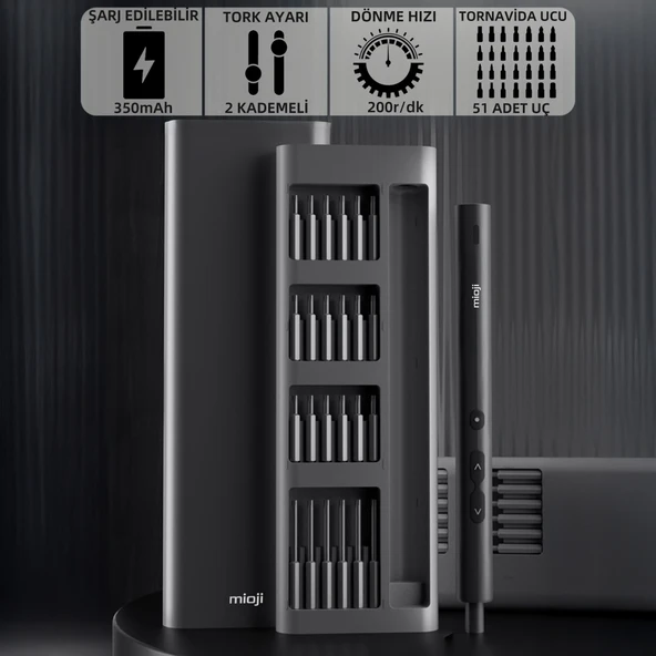 Mioji Mio PS51 330mAh 200RPM 62 Parça Şarjlı Tornavida Seti