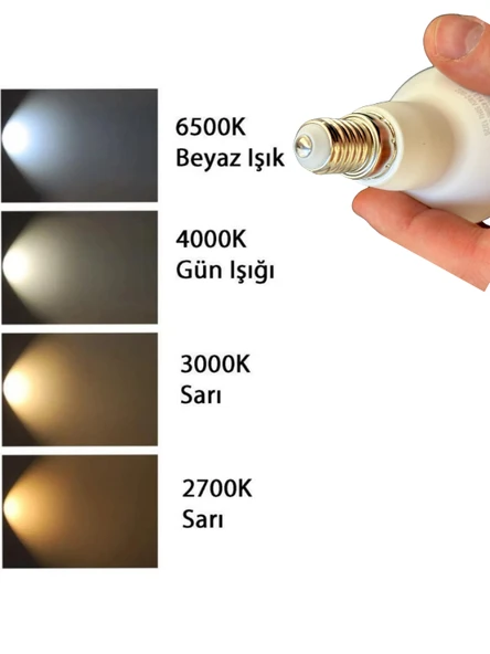 (5 Adet) Şavk 6W (37W) Beyaz Işık (6500K) E14 Duylu (İnce Duy) Led R50 Ampul - Resim 5