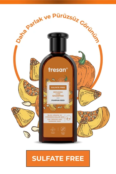 Tresan Bal Kabağı Çekirdeği Onarıcı Sülfatsız Bakım Şampuanı 300 ml - 3