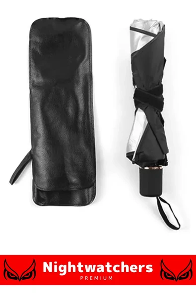 Uyumlu Titanyum Gümüş Kaplama UV Geçirmez Güçlü Çantalı Sağlam Araç İçi Ön Cam Şemsiye Güneşlik - 3