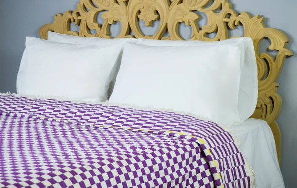 %100 Pamuklu Jakarlı Dama Desenli Çift Kişilik Pike 220x240 - 2