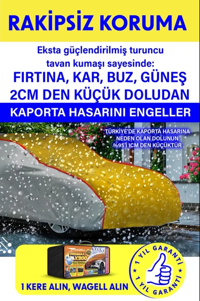 PROWAG Fiat Bravo 1995-2001 DOLU VE GÜNEŞ KORUMALI X900 Araba Brandası - Oto Çadır Örtü - 2