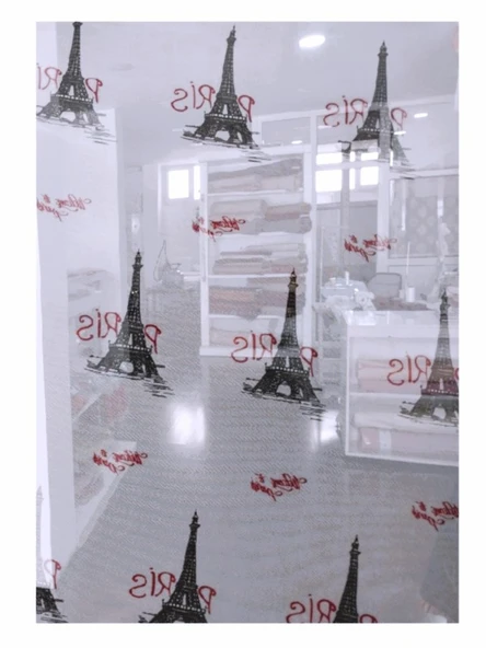 Taç tül perde-Paris motifli - 2