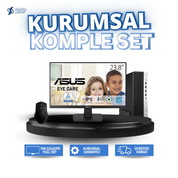 HP Elitedesk 705 G4 A6 9500 8GB 256GB SSD  24 inç IPS Monitör ve Klavye Mouse  Full Set Mini PC  6 Ay Garantili