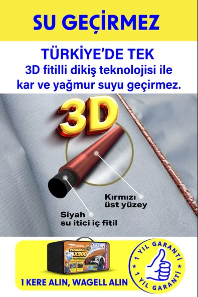 PROWAG Seres 3 Serisi DOLU VE GÜNEŞ KORUMALI X900 Araba Brandası - Oto Çadır Örtü - 5