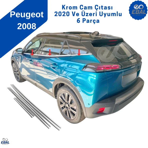 Peugeot 2008 2 Krom Cam Çıtası 6 Parça 2020 ve Üzeri P.Çelik - 2