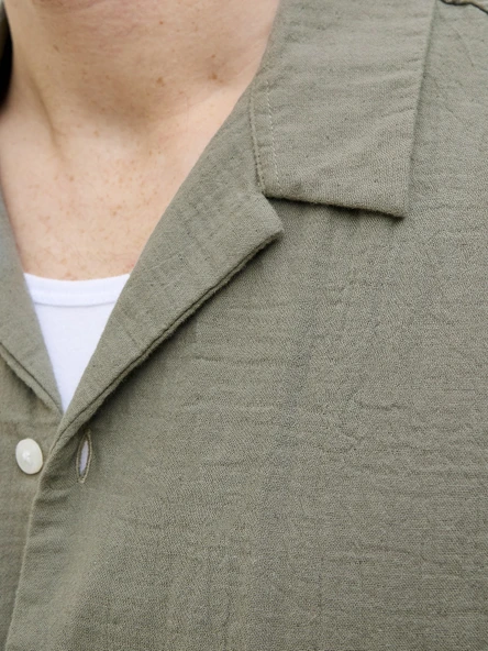 JACK JONES Erkek Pamuklu Kısa Kollu Gömlek 12274798 - Resim 3