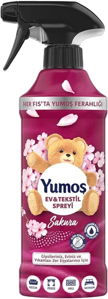 Yumoş Ev ve Tekstil Spreyi Sakura Yıkanması Zor Eşyalar İçin 450 ml