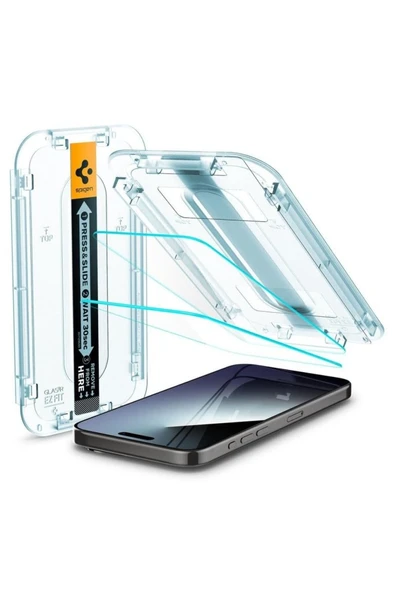 Spigen İphone 15 Pro Cam Ekran Koruyucu Kolay Kurulum Glas.tr Ez Fit Slim Hd (2 ADET) - 4