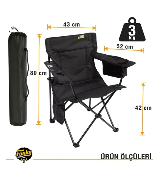 Cool Ice Siyah Lüks Kamp Sandalyesi - Resim 4