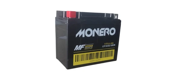 MONERO 12V 10Amper  YTX BS  MOTOSİKLET AKÜ EBATLAR: 150 x 86 x 31mm