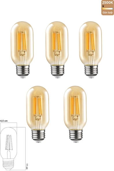 Heka Rustik LED Ampul 6W 2500K E27 Gün Işığı 5'li ERD-45