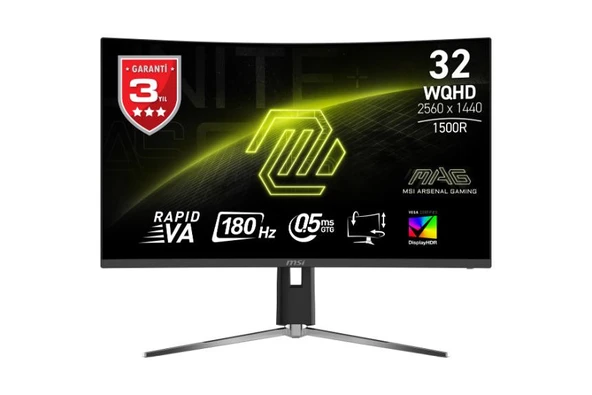 MSI MAG 32CQ6PF WQHD CURVE RAPID VA 180Hz 0.5MS ADAPTIVE-SYNC GAMING MONİTÖR