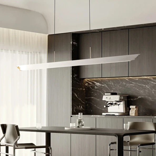 Apliqa Late Gri Sıralı Yemek Masası Üstü 30 Watt Modern Sarkıt Salon Led Avize ürün görseli