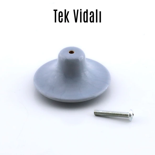 Bohem Gri Geniş Mantar Kulp Düğme 1 ADET Mobilya Dolabı Çekmece Mutfak Dolap Kulpu Kulbu Plastik - Resim 6