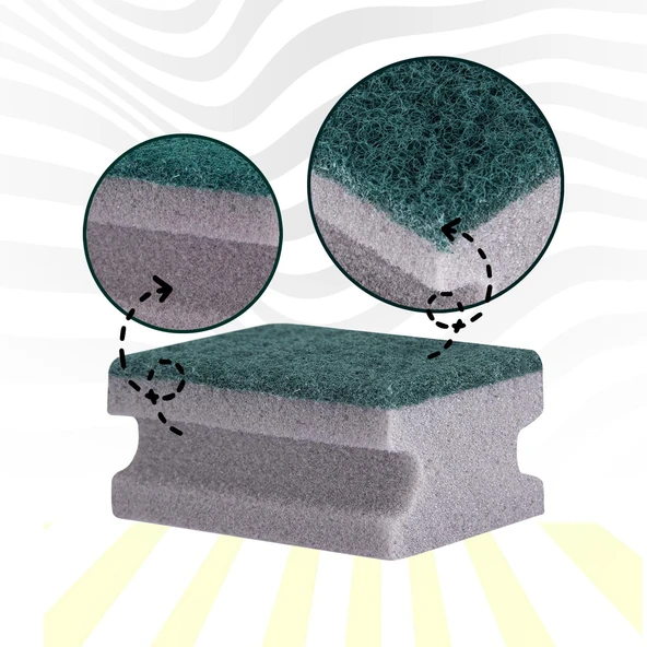 Everklean 20'li Oluklu Gri Ekonomik Tırnak Korumalı Bulaşık Süngeri - 2