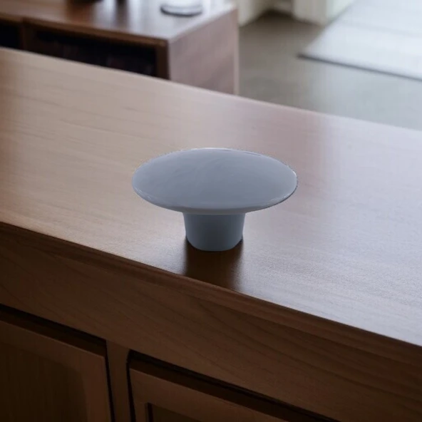 Bohem Gri Geniş Mantar Kulp Düğme 1 ADET Mobilya Dolabı Çekmece Mutfak Dolap Kulpu Kulbu Plastik - Resim 4