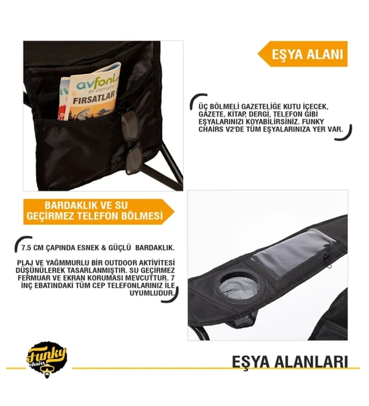 Cool Ice Siyah Lüks Kamp Sandalyesi - Resim 6