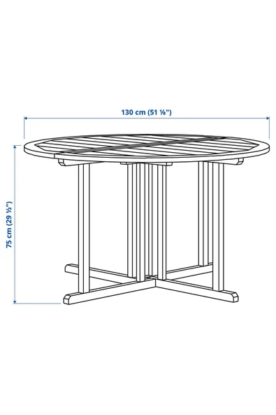 Yemek Masası, Açık Kahverengi, 130 cm Balkon,Teras,Bahçe Masa Ahşap Yuvarlak - 4