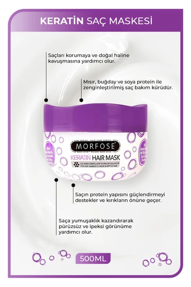 Keratin Saç Maskesi 500 ML  - Yıpranmış Saçlar için - mrfs - 2
