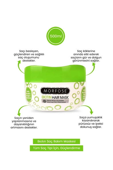 Biotin Saç Maskesi 500 ML - Gür ve Dolgun Saçlar - mrfs - 3