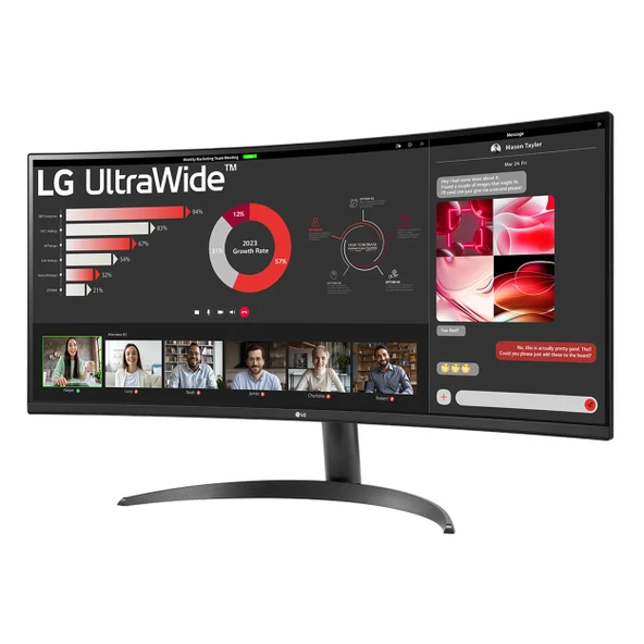 LG UltraWide 34WR50QC-B 34" 100Hz 5Ms HDMI+DP HDR UWQHD FreeSync VA Curved Vesa Monitör - Resim 3