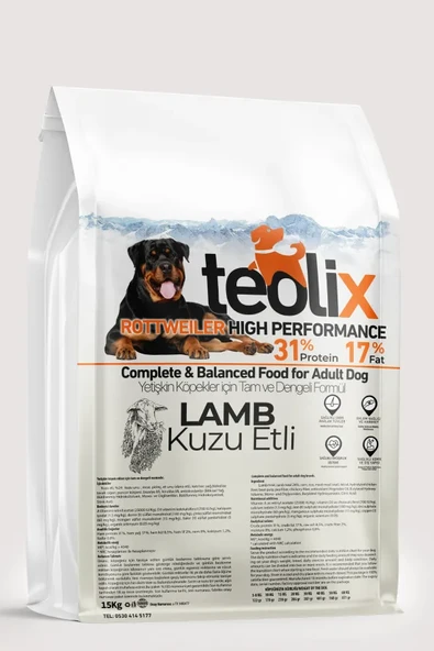 Rottweiler Kuzu Etli Yetişkin Köpek Maması 15 kg