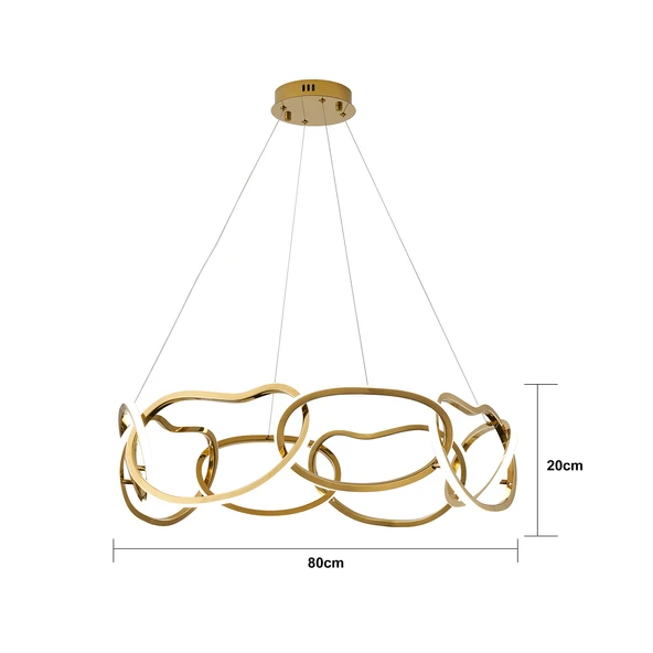 Apliqa Quon 8'li Gold 150 Watt Yuvarlak Modern Sarkıt Salon Led Avize - Resim 4