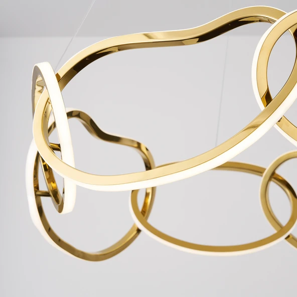 Apliqa Quon 8'li Gold 150 Watt Yuvarlak Modern Sarkıt Salon Led Avize - Resim 6