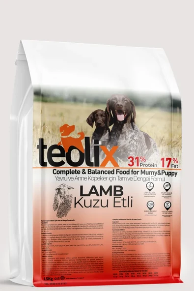 Yavru ve Anne Köpekler İçin Kuzu Etli ve Pirinçli Yetişkin Köpek Maması 15 kg