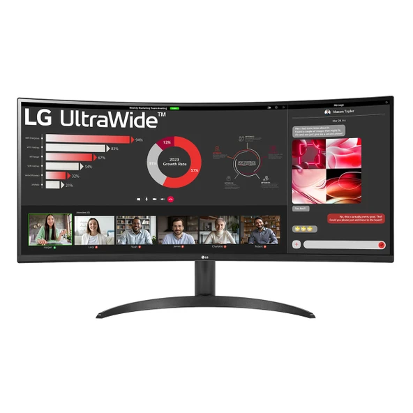 LG UltraWide 34WR50QC-B 34" 100Hz 5Ms HDMI+DP HDR UWQHD FreeSync VA Curved Vesa Monitör ürün görseli 1