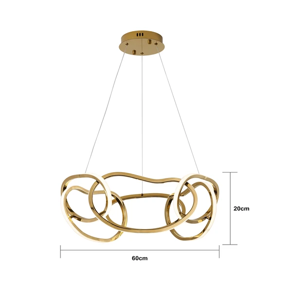 Apliqa Quon 6'lı Gold 110 Watt Yuvarlak Modern Sarkıt Salon Led Avize - Resim 3